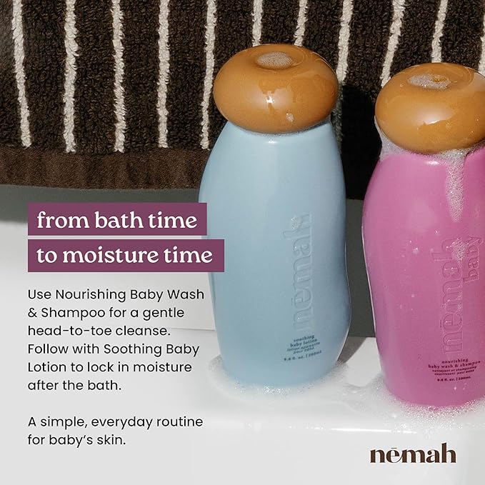Nemah Baby Soap And Shampoo, 2 In 1 Baby Wash For Hair And Body, Tear Free Shampoo And Body Wash With Chamomile Aloe Vera Jojoba Oil, For Newborn And Toddlers, Vegan, Baby Bath Essentials, 9.8 Fl Oz