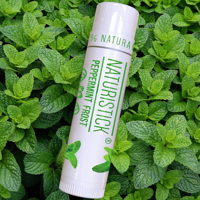 Naturistick Natural Beeswax Lip Balm 7-Pack | Peppermint | Standard 0.15 oz Tubes