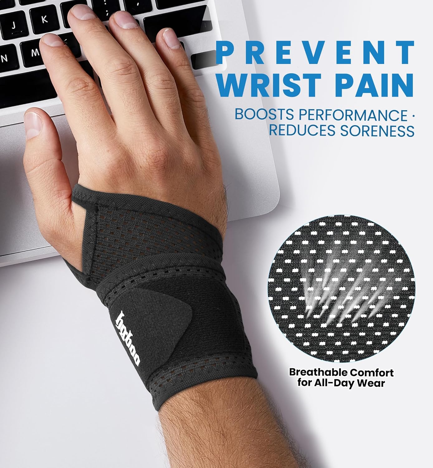 2-Pack Ultra-Thin Wrist Braces, Breathable Comfort Mesh Fabric Support for Pain Relief - Ideal for Carpal Tunnel, Tendonitis, Sports, Fitness and Daily Use - Adjustable Wrist Support (Black)