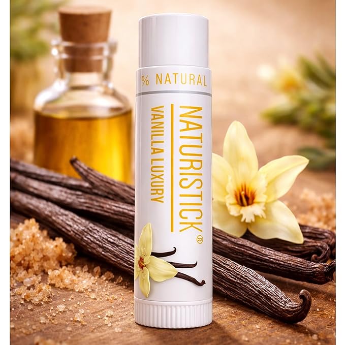 Naturistick Natural Beeswax Lip Balm 7-Pack | Vanilla | Standard 0.15 oz Tubes
