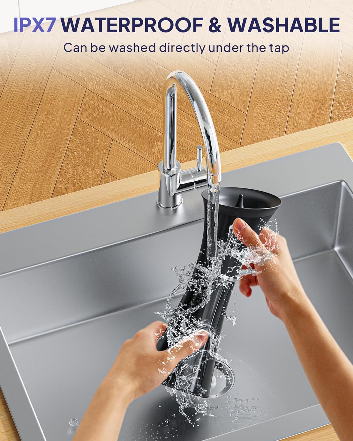 Upgraded Ear Wax Removal with One-Piece Waste Tank, Safe Cleaner with Water Temperature Sensor, Effective Ear Irrigation Kit & USB-A to C Cable, IPX7, Black