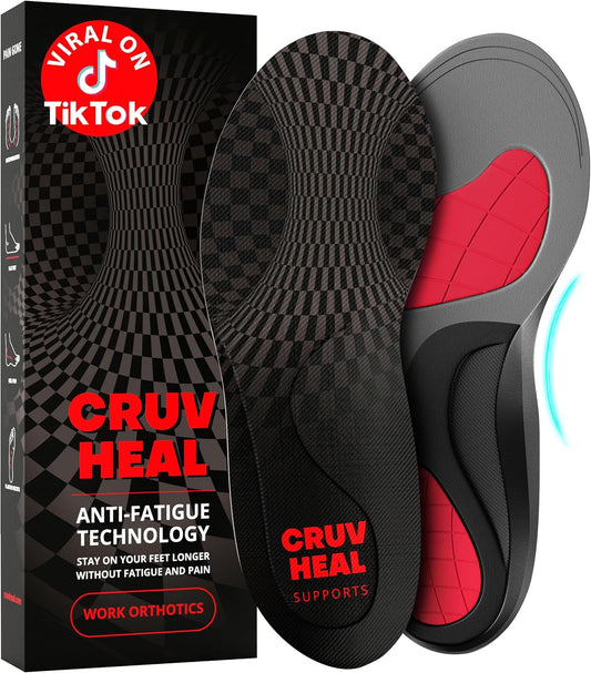 (New) Work Orthotic Insoles - Anti Fatigue Medium Arch Support Shoe Insert Men Women - Plantar Fasciitis Flat Feet - Relieve Foot Pain - Work Boot Insoles Standing All Day (M, Gray)