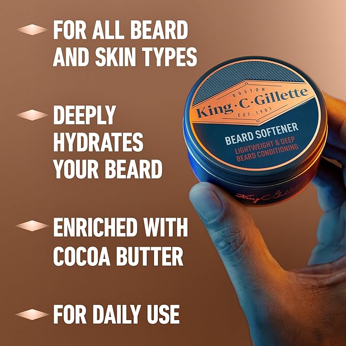 King C. Gillette Soft Beard Balm, Deep Conditioning with Cocoa Butter, Argan Oil and Shea Butter