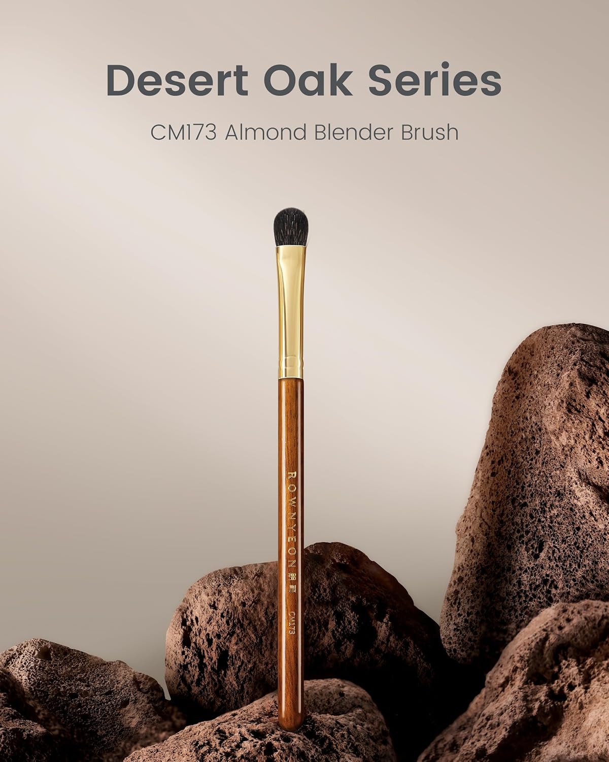 Desert Oak Series Low-Profile Oval Eyeshadow Brush - Gentle Curve for Controlled Blending, Squirrel & Goat Hybrid Bristles (CM 173)