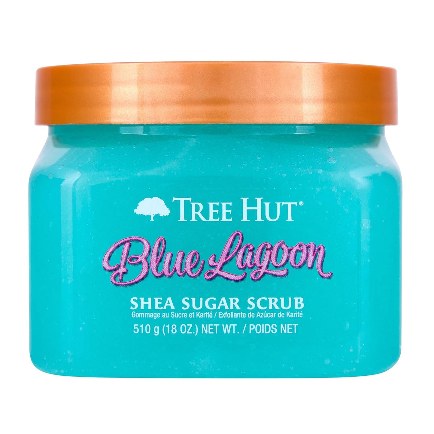 Tree Hut Blue Lagoon Shea Sugar Scrub, Exfoliating, Hydrating & Moisturizing Body Scrub with Shea Butter & Nourishing Essential Oils, Smooth & Soften Skin, 18 oz
