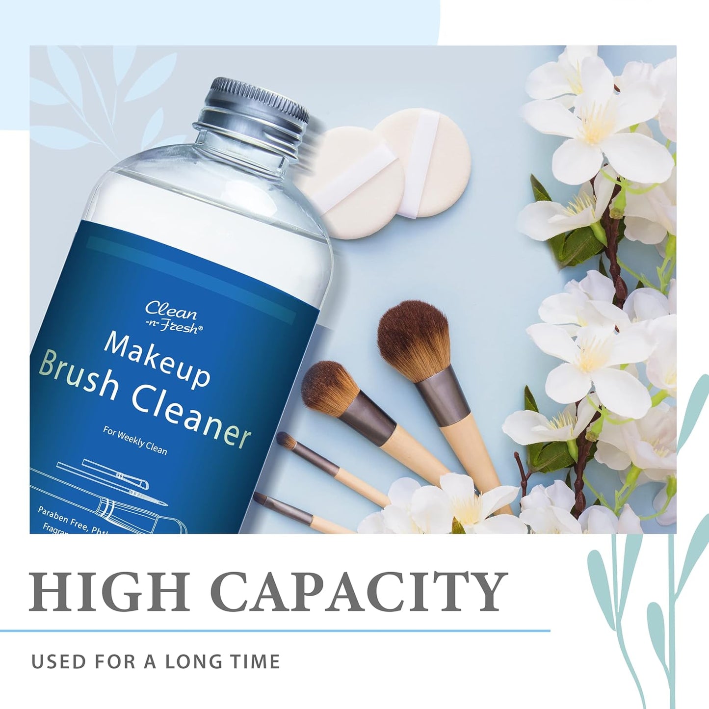 17.6 FL OZ Makeup Brush Cleaner for Brushes, Sponge and Puff,Deep Cleaning Washing Cleanser Shampoo