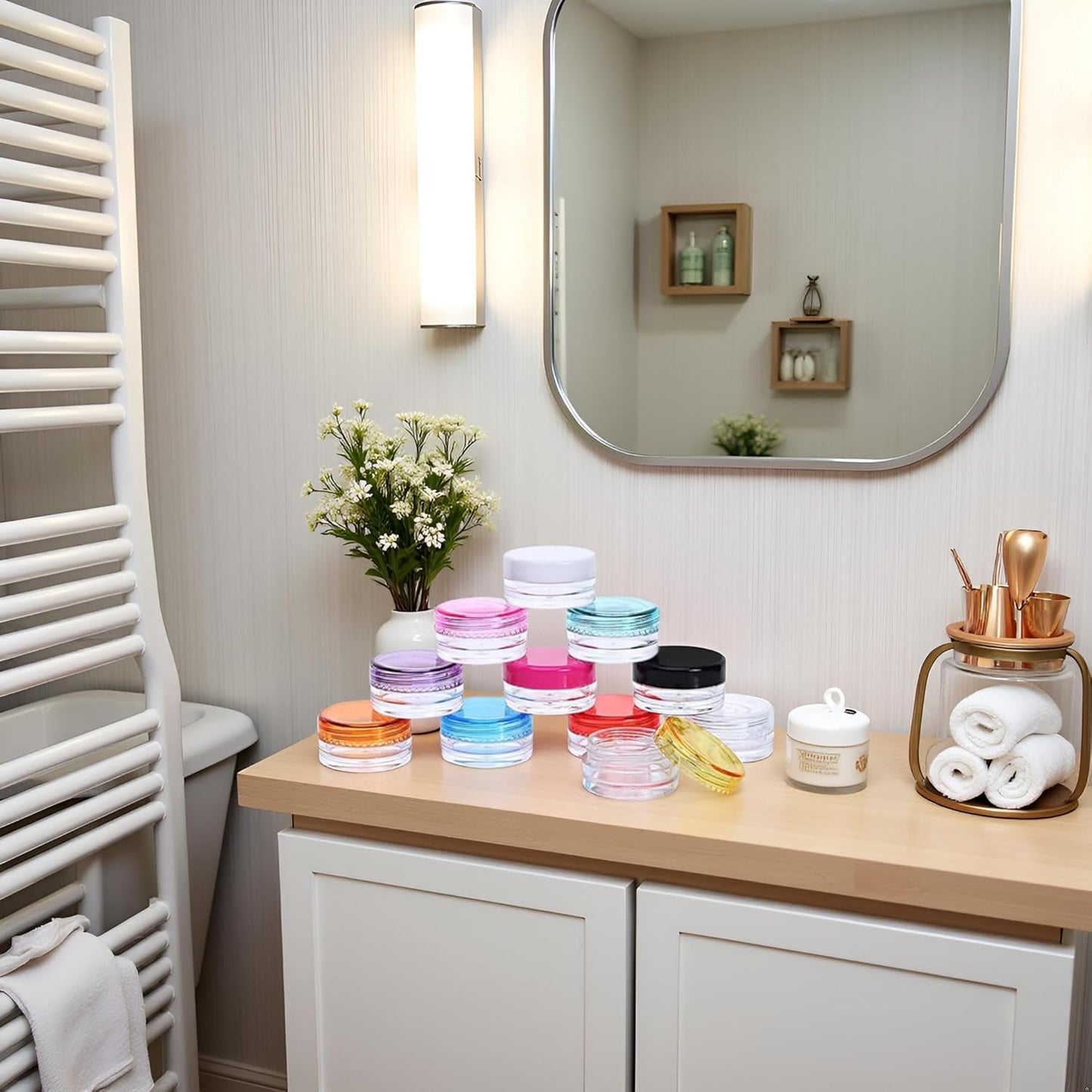 10 Pcs Multicolour Plastic Face Cream Jars Mini Lotion Containers Small Toiletries Pots Empty Refillable Makeup Container Travel Portable Cosmetic Jars for Beauty Products Refillable Containers