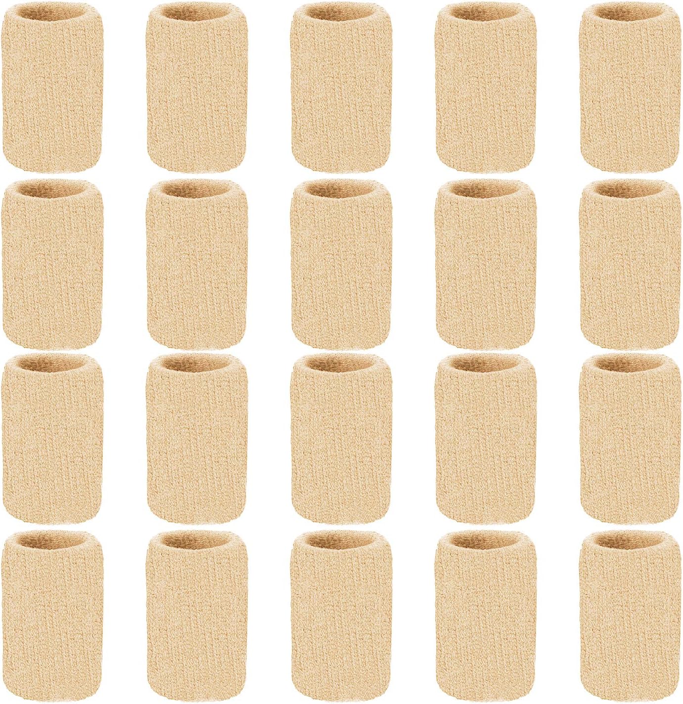 20 Pieces Finger Compression Sleeves Elastic Finger Protectors Thumb Splint Brace for Arthritis Pain Relief, Trigger Finger, Sport (Beige)