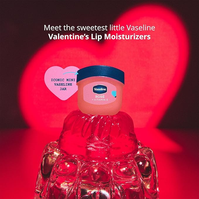 Vaseline Lip Therapy Mini Tinted Lip Balm Set, Valentine’s Day Limited Edition Rosé + Wild Berry with Vitamin E for Soft, Kissable Lips, 0.25 Oz Ea