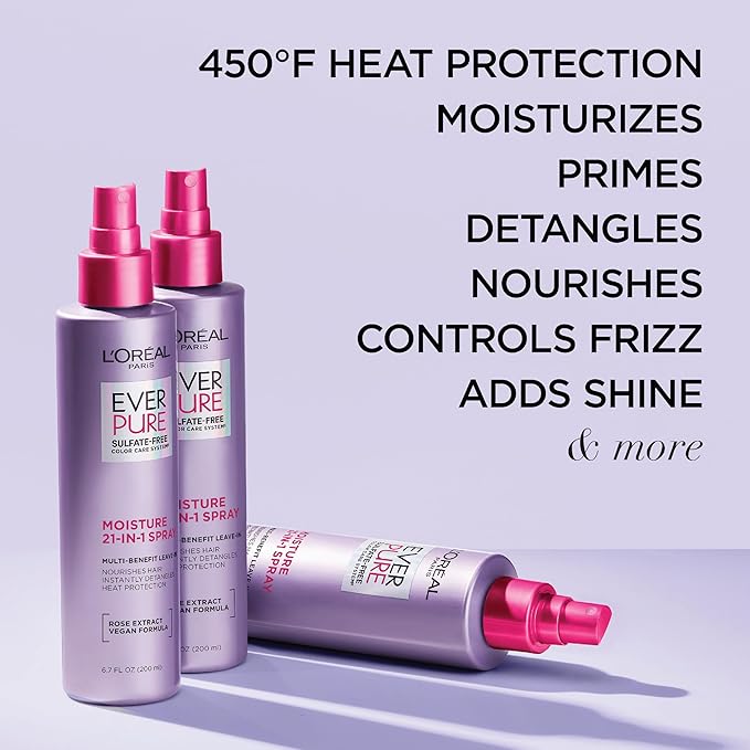 L'Oreal Paris 21-in-1 Leave In Conditioner Spray, Sulfate Free, Vegan, EverPure 6.8 fl oz