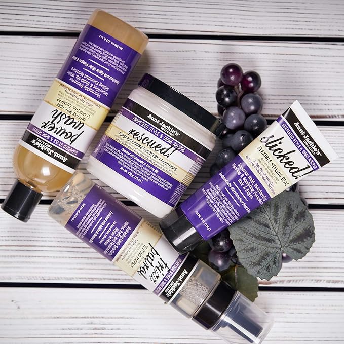 Aunt Jackie's Grapeseed Style and Shine Recipes Rescued Thirst Quenching Hair Recovery Conditioner Repair Treatment, Seals in Moisture, 18 oz