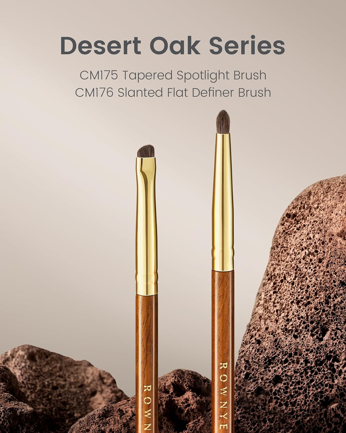 Desert Oak Series Soft-Angle Eyeshadow Brush - Curved Edge Pony Hair for Crease & Lash Lines, Bubinga Handle (CM 176)
