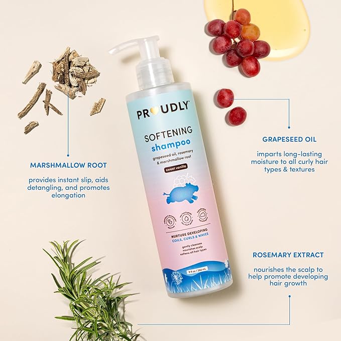 PROUDLY Softening Shampoo by Gabrielle Union & Dwyane Wade, Black & Brown Babies Coils, Curls & Waves, Tear-Free, Paraben-Free & Dermatologist-Tested, Sweet Vanilla, 9 oz