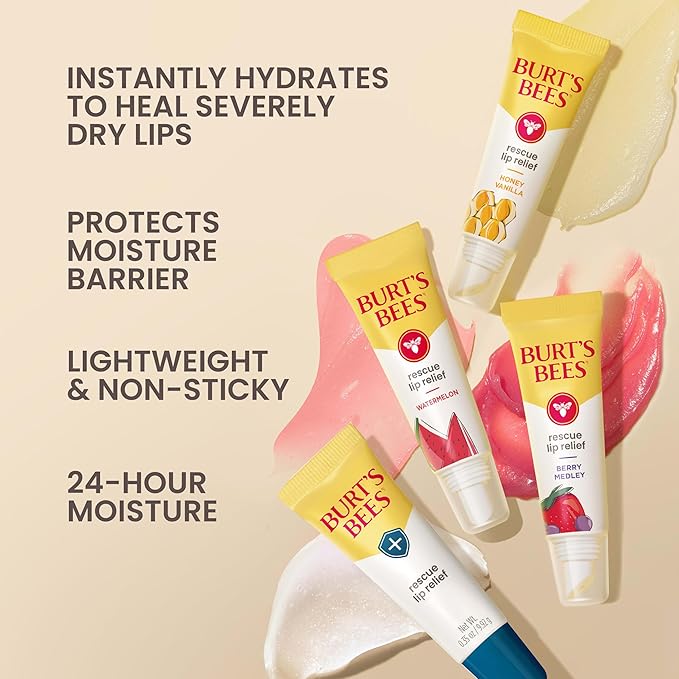 Burt's Bees Easter Basket Stuffers, Lip Balm, Original Beeswax, Cucumber Mint, Watermelon & Sweet Mandarin, With Responsibly Sourced Beeswax, Tint-Free, Natural Origin Treatment, 4 Tubes, 0.15 oz.