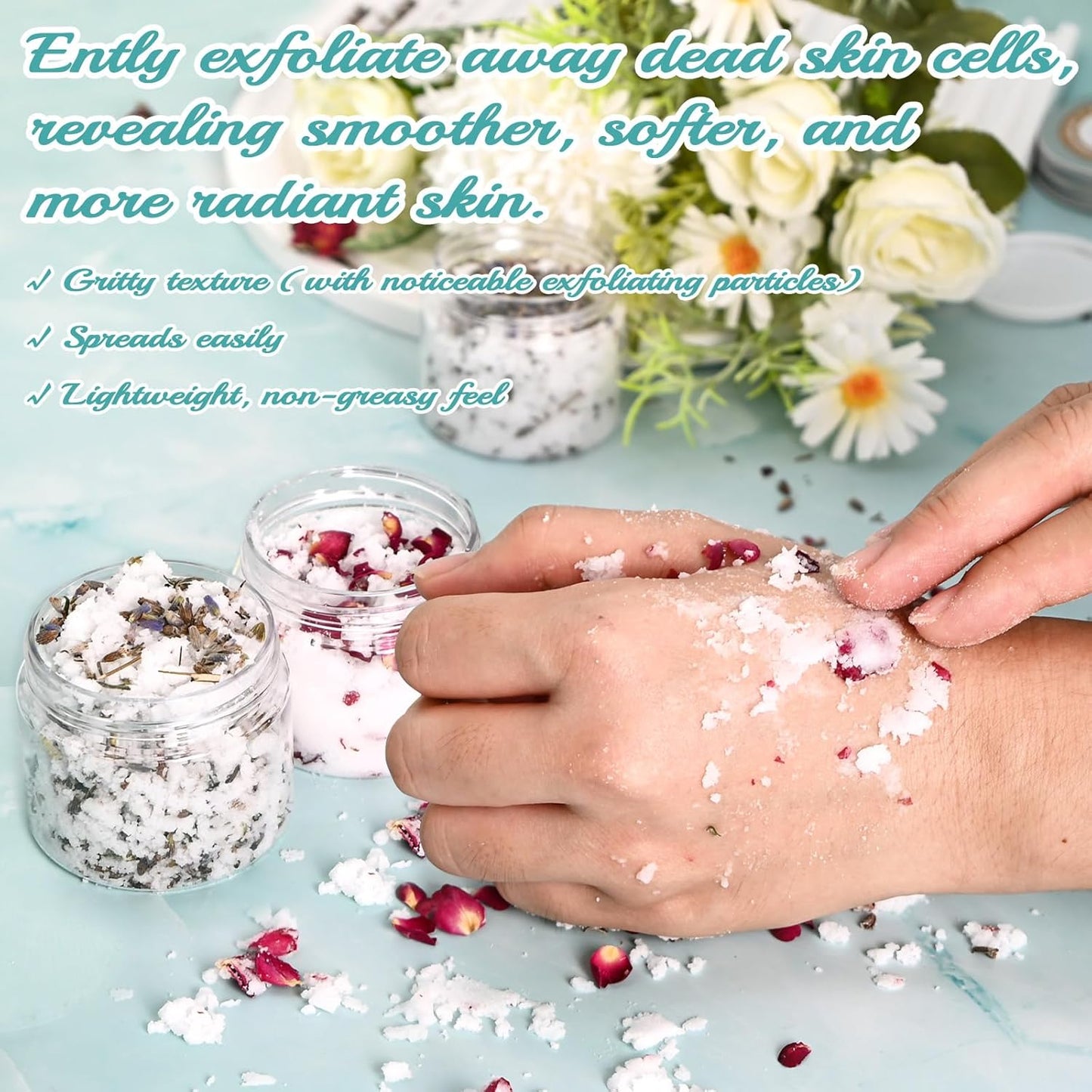 Body Scrub Making Kit- Make Your Own Salt Body Scrub with Almond Oil, Essential Oils, Moisturizing and Exfoliating Dry Skin, Hand, Foot, DIY Organic Body Scrubs Gifts For Women & Men