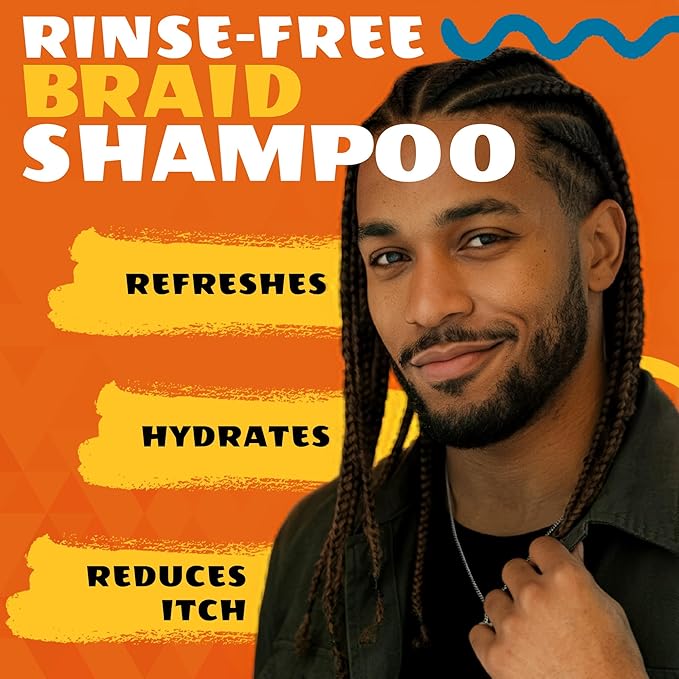 AllDay Locks Braid Shampoo - No Rinse Spray Cleanser, Lightly Detangles & Adds Shine to Braids, Locs, Twists, & Cornrows, For Women & Men, Moisturizes & Cleanses Buildup - 8 oz Bottle