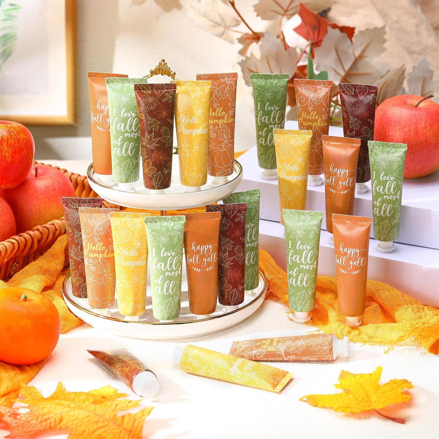 100 Pcs Thanksgiving Fall Hand Cream Bulk, Mini Pumpkin Lotion, 30ml Natural Botanical Fragrance Fall Lotion for Chapped Hands, Thanksgiving Favors, Employee Gifts, Baby Shower, Travel, Work, Team