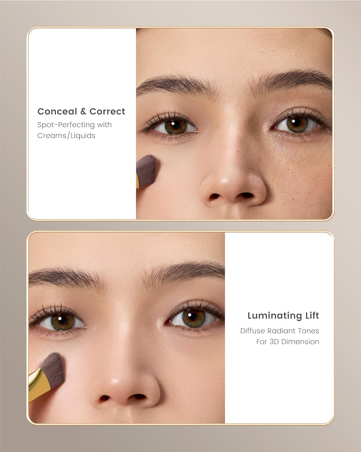 Desert Oak Series Triangular Contour Brush - Angled Synthetic Bristles for Cream/Liquid/Powder, Luxe Bubinga Handle & Brass Ferrule (CM 178)