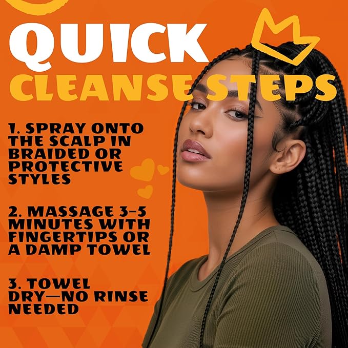 AllDay Locks Braid Shampoo - No Rinse Spray Cleanser, Lightly Detangles & Adds Shine to Braids, Locs, Twists, & Cornrows, For Women & Men, Moisturizes & Cleanses Buildup - 8 oz Bottle