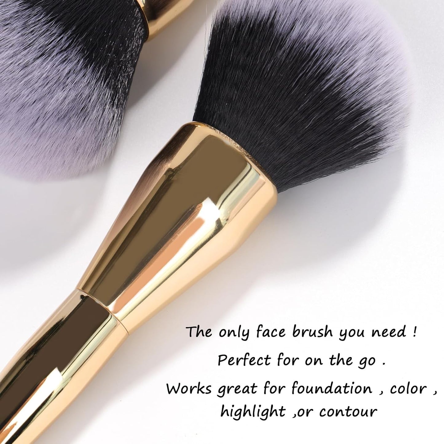 Powder Brush,Daubigny Large Powder Brush Flat Arched Premium Durable Kabuki Makeup Brush Perfect For Blending Liquid,Cream and Flawless Powder,Buffing, Blending,Concealer (Gold Black)