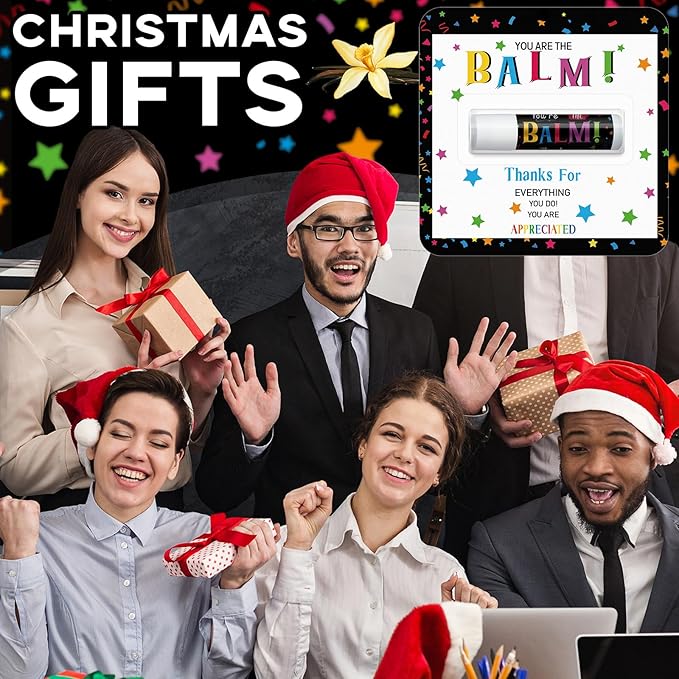 60 Pack Teacher Employee Appreciation Gift Bulk Lip Balm Teacher Staff Team Thank You Gifts You're The Balm Christmas Appreciation Party Favors for Employee Coworkers Women Men Volunteer