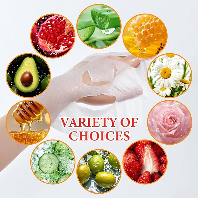 10 Pack Variety Facial Sheet Masks Skin Care Set, Hydrating Bulk Sheet Face Masks Skincare Gifts Set for Women Men, Long Lasting Moisturizing Face Mask Skincare for All Skin Type（B5)