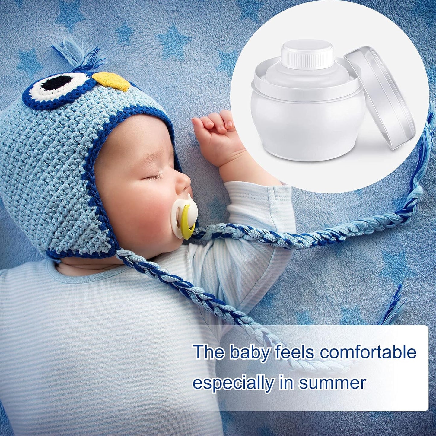 Cunhill 4 Pcs Body Powder Puff and Container Portable Body Powder Container with Puff Case Soft Washable Reusable Face Wet Dry Makeup for Baby Women Dusting Bath Travel Home Use