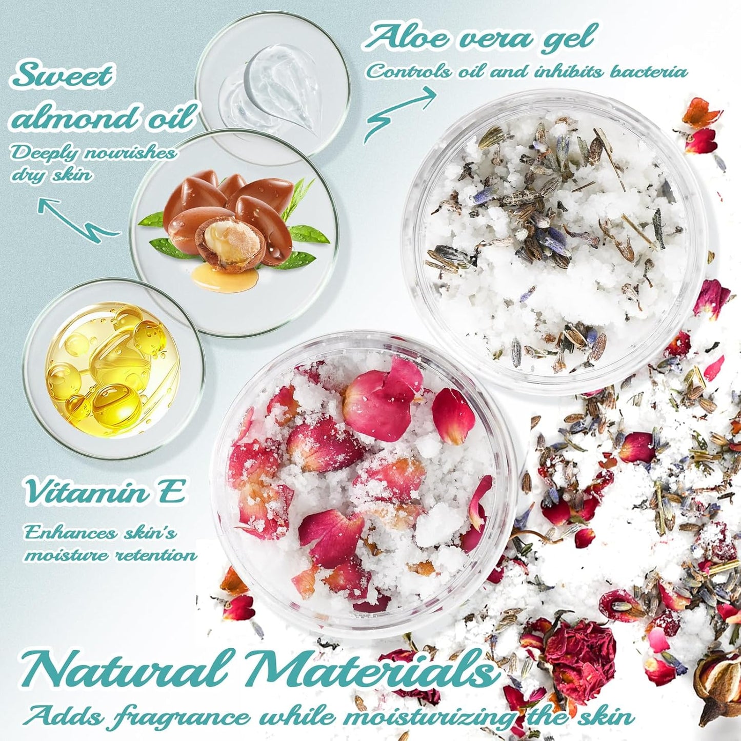 Body Scrub Making Kit- Make Your Own Salt Body Scrub with Almond Oil, Essential Oils, Moisturizing and Exfoliating Dry Skin, Hand, Foot, DIY Organic Body Scrubs Gifts For Women & Men