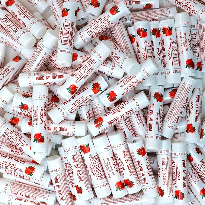 Naturistick Natural Beeswax Lip Balm | 150-Pack Bulk | Pomegranate | Standard 0.15 oz Tubes