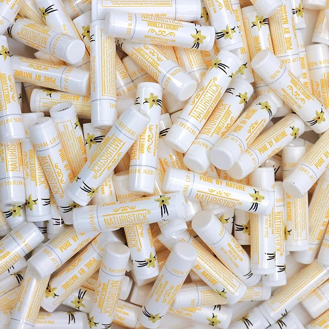 Naturistick Natural Beeswax Lip Balm | 150-Pack Bulk | Vanilla | Standard 0.15 oz Tubes